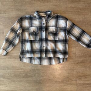 LA MIEL Black and Cream Plaid Shirt flannel size large